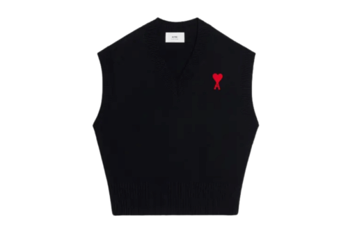 AMI Paris Ami De Coeur V-neck vest black