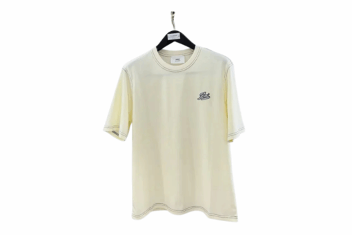 Ami Paris Relaxed Fit Embroidery Logo T-shirt Cream