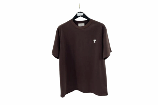 Ami Paris logo-embroidered T-shirt Brown