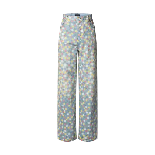 LV Damier Denim Wide-Leg Pants