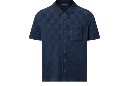 LV Damier French Terry Short-Sleeved Cotton-Blend Shirt