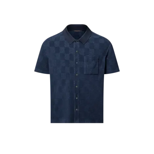 LV Damier French Terry Short-Sleeved Cotton-Blend Shirt