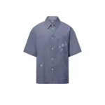 LV Embroidered Chambray Short-Sleeved Shirt Indigo