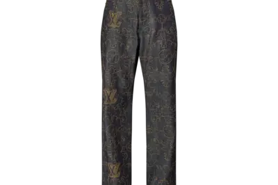 LV Monogram Denim Trousers Brown