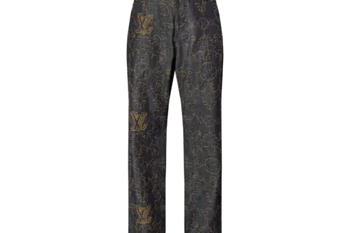LV Monogram Denim Trousers Brown