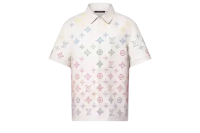 LV Monogram Flower Perforated Leather Polo Shirt