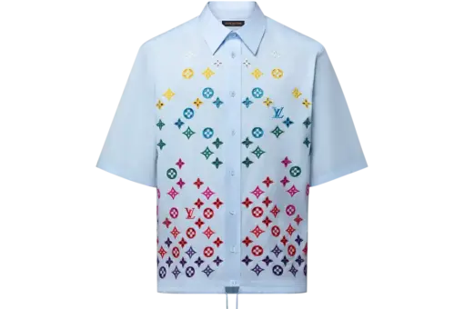 LV Monogram Flowers Embroidered Short-Sleeved Shirt