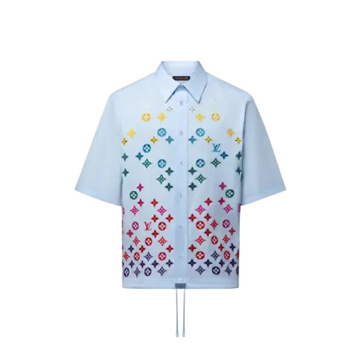 LV Monogram Flowers Embroidered Short-Sleeved Shirt