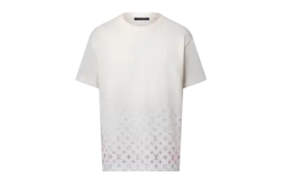 LV Monogram Gradient Embellished Short-Sleeved Crewneck Milky White