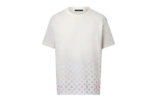 LV Monogram Gradient Embellished Short-Sleeved Crewneck Milky White