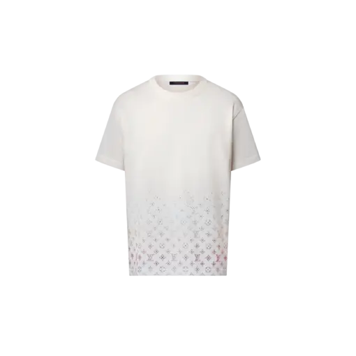 LV Monogram Gradient Embellished Short-Sleeved Crewneck Milky White