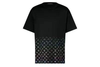LV Monogram Gradient Embellished Short-Sleeved Crewneck Black