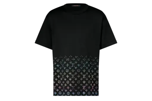 LV Monogram Gradient Embellished Short-Sleeved Crewneck Black