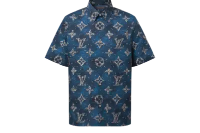LV Printed Monogram Short-Sleeved Shirt Ocean
