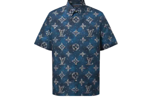 LV Printed Monogram Short-Sleeved Shirt Ocean