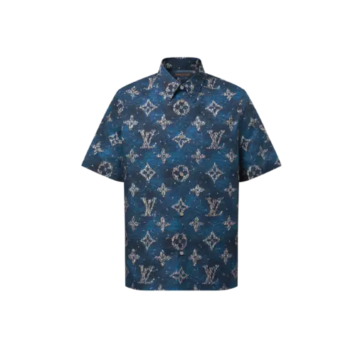 LV Printed Monogram Short-Sleeved Shirt Ocean