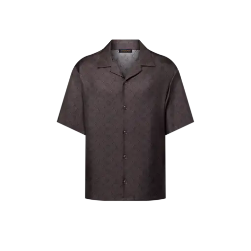 LV Printed Monogram Short-Sleeved Silk Shirt