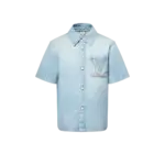 LV Short-Sleeved Denim Shirt Blue