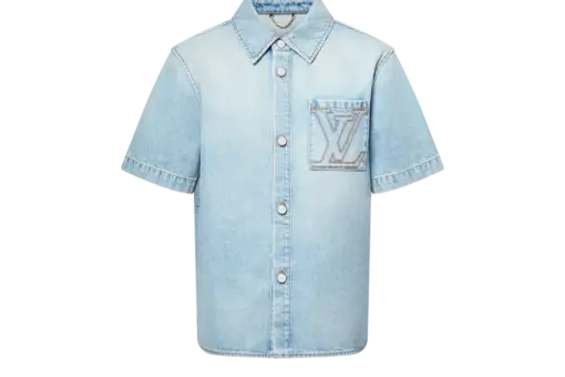 LV Short-Sleeved Denim Shirt Blue