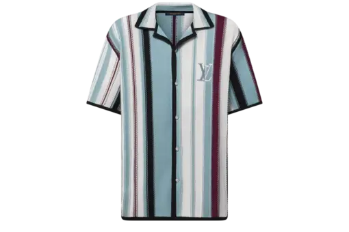 LV Striped Crochet Short-Sleeved Shirt Multicolor