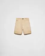 Prada Worn Bull-Denim Bermudas in Natural