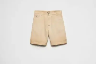 Prada Worn Bull-Denim Bermudas in Natural