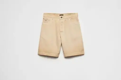 Prada Worn Bull-Denim Bermudas in Natural