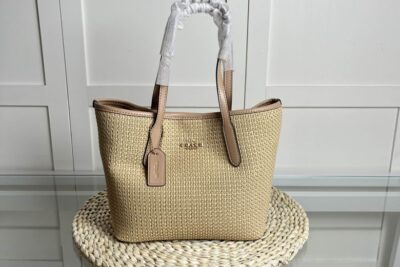 Coach Mini City Straw Tote Bag Grey
