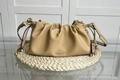 Coach Faye Shoulder Bag With Ruching in Grey