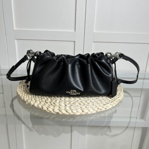 Coach Faye Shoulder Bag With Ruching in Black