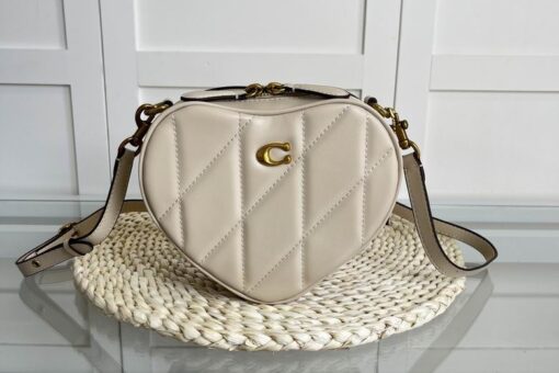 Coach Quilted Denim Heart Crossbody Bag Grey