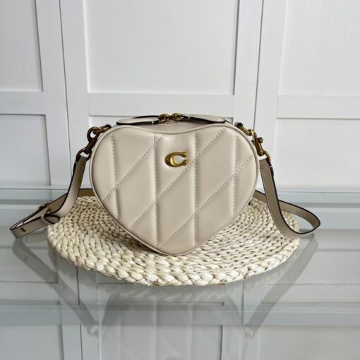 Coach Quilted Denim Heart Crossbody Bag Grey