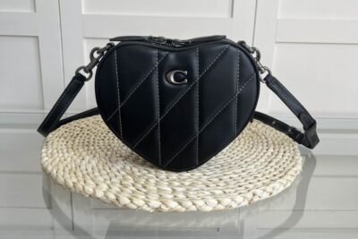 Coach Quilted Denim Heart Crossbody Bag Glaze Black