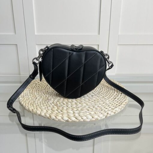 Coach Quilted Denim Heart Crossbody Bag Glaze Black - Image 2