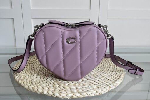 Coach Quilted Denim Heart Crossbody Bag Pink