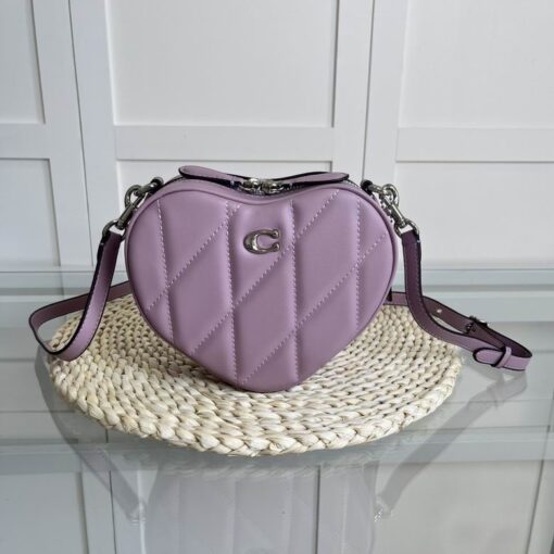 Coach Quilted Denim Heart Crossbody Bag Pink