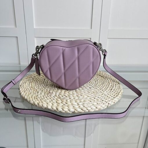 Coach Quilted Denim Heart Crossbody Bag Pink - Image 3