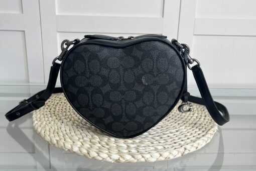 Coach Quilted Denim Heart Crossbody Bag Black