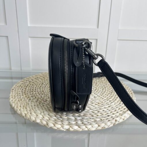 Coach Quilted Denim Heart Crossbody Bag Black - Image 3