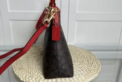 Coach Laurel Shoulder Bag in Signature Canvas Black & Red