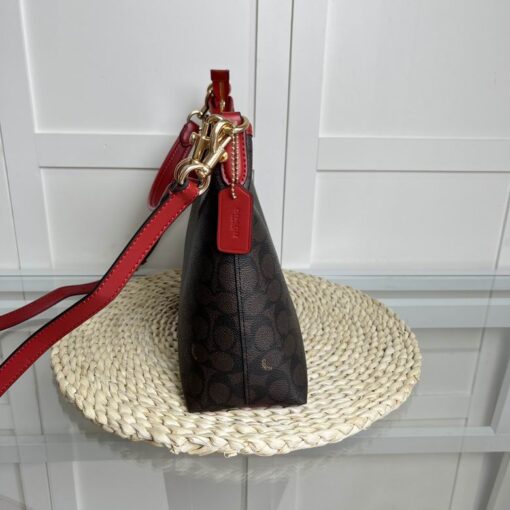 Coach Laurel Shoulder Bag in Signature Canvas Black & Red