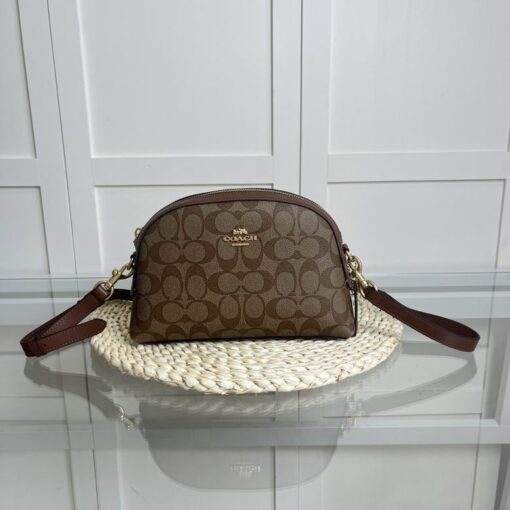 Coach Madi Crossbody In Signature Canvas Bag Dark Brown