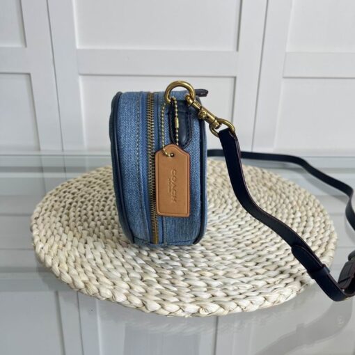 Coach Quilted Denim Heart Crossbody Bag Blue - Image 2