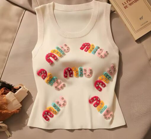 Miu Miu Logo  Tank Top White