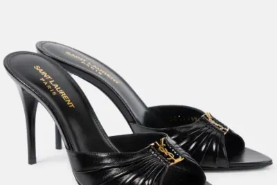YSL STYLISH BLACK & GOLD HIGH-HEELS