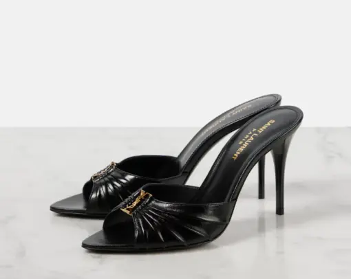 YSL STYLISH BLACK & GOLD HIGH-HEELS - Image 2