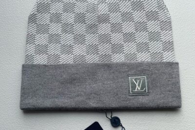 LV Beanie Damier Pattern Gray & White
