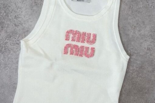 Miu Miu Tank Top White Pink