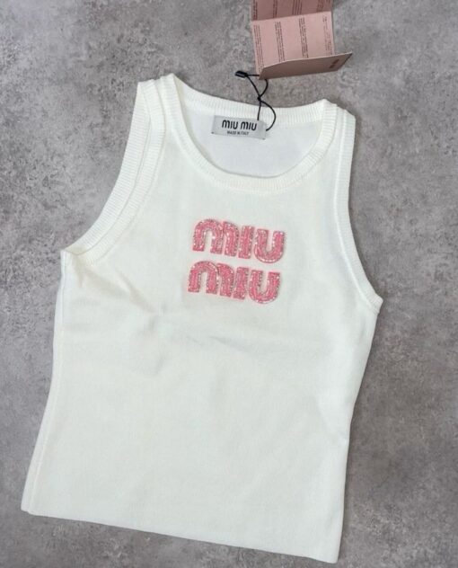 Miu Miu Tank Top White Pink