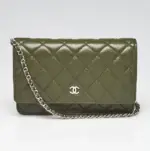 Chanel Dark Green Leather Bag